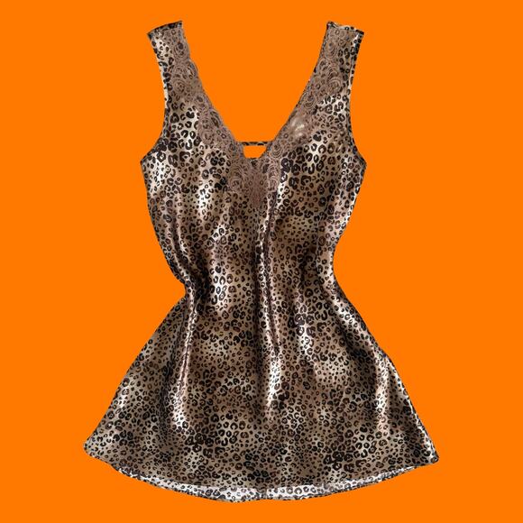 90's 00's vintage satin leopard print y2k slip dress SMALL - Picture 1 of 6
